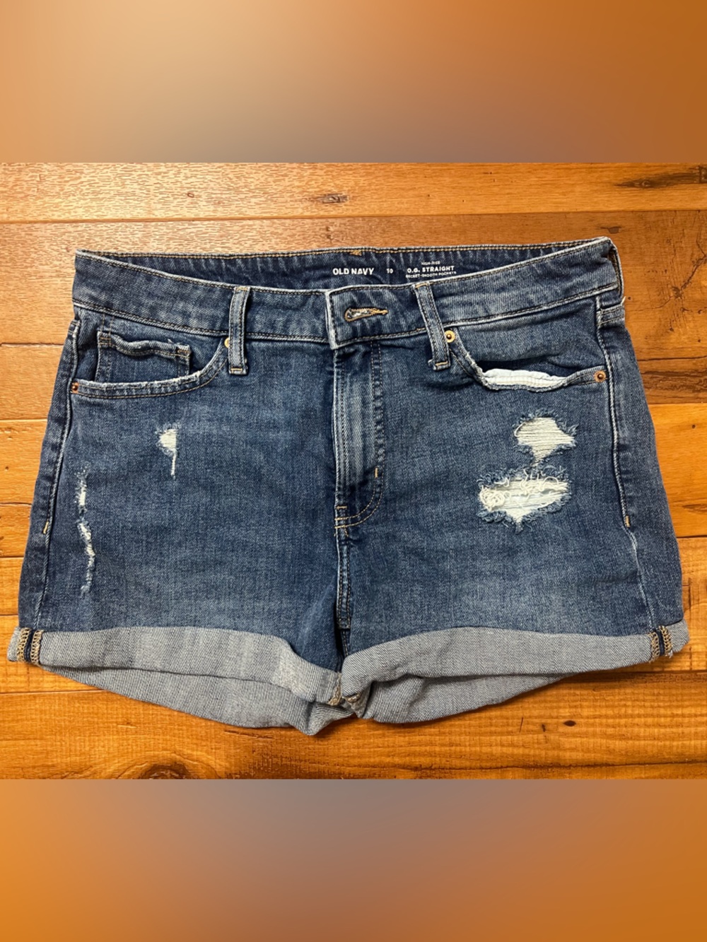 Old Navy Distressed Roll-Cuff Denim Shorts - Dark Blue